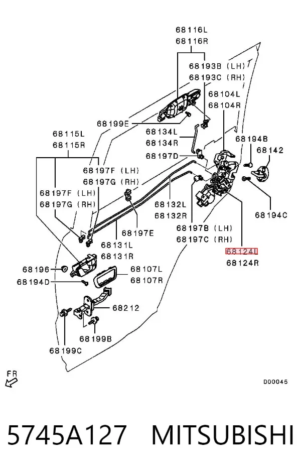 Zamek drzwi tylnych lewych 5745A127 Mitsubishi
