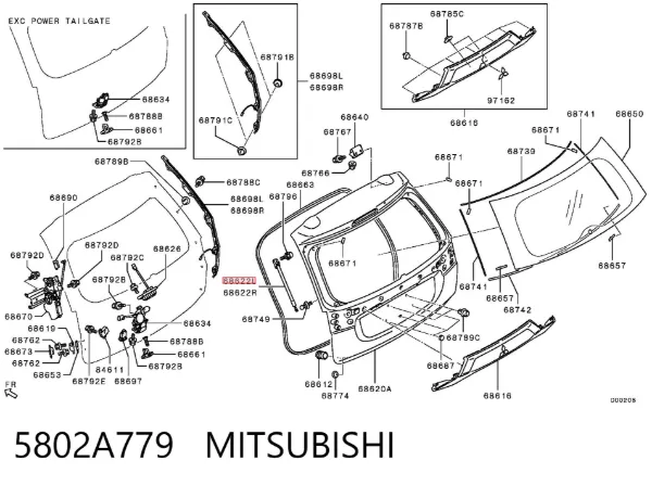 Amortyzator klapy bagażnika (3/5 drzwi-tylnych) 5802A779 Mitsubishi