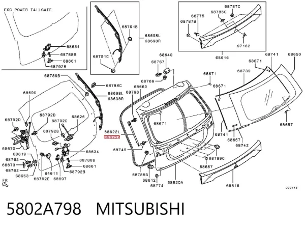 Amortyzator klapy bagażnika (3/5 drzwi-tylnych) 5802A798 Mitsubishi