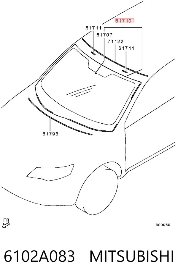 Szyba przednia 6102A083 Mitsubishi