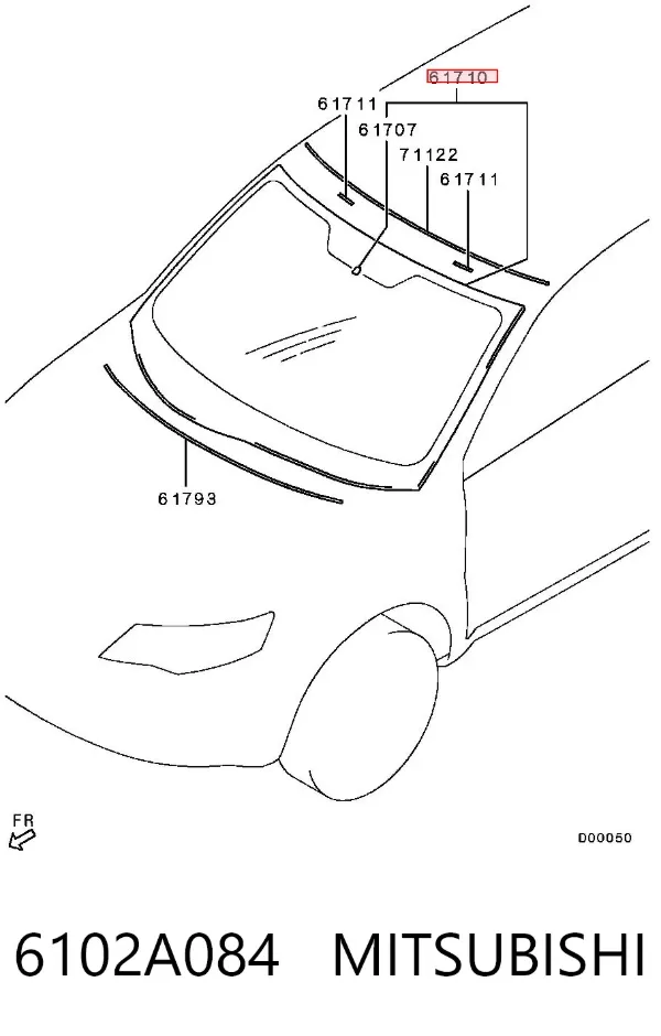 Szyba przednia 6102A084 Mitsubishi