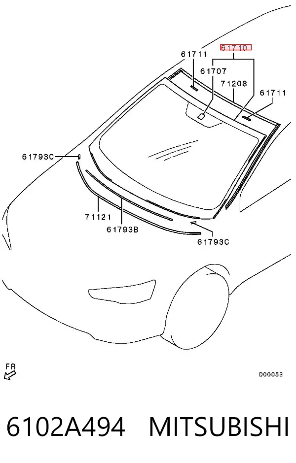 Szyba przednia 6102A494 Mitsubishi
