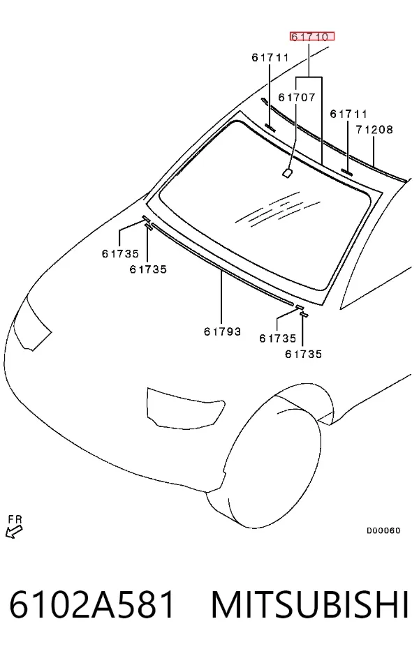 Szyba przednia 6102A581 Mitsubishi