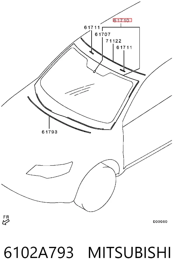 Szyba przednia 6102A793 Mitsubishi