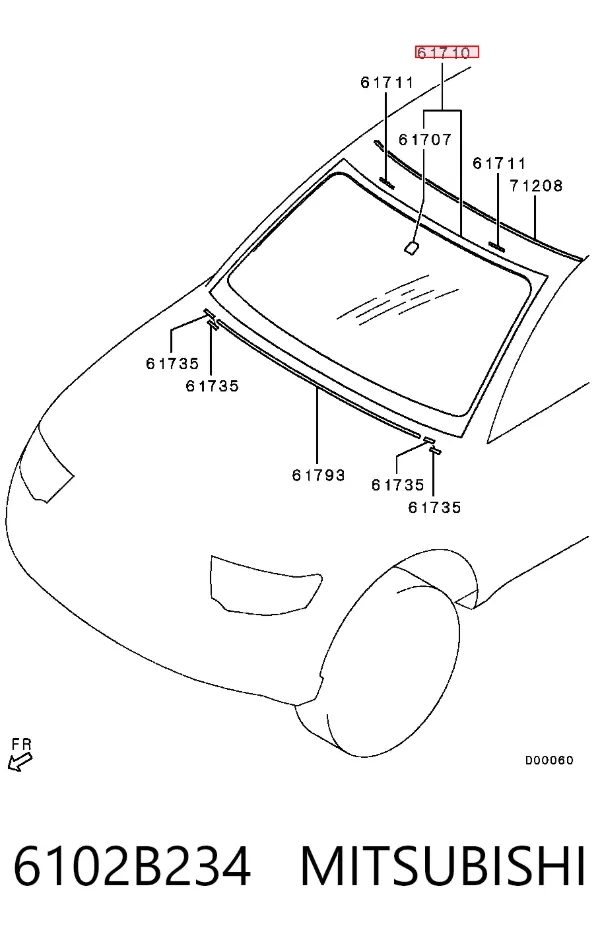 Szyba przednia 6102B234 Mitsubishi