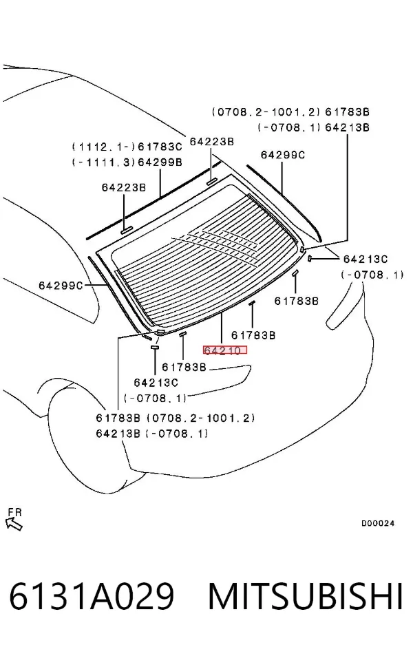 Szyba tylna 6131A029 Mitsubishi