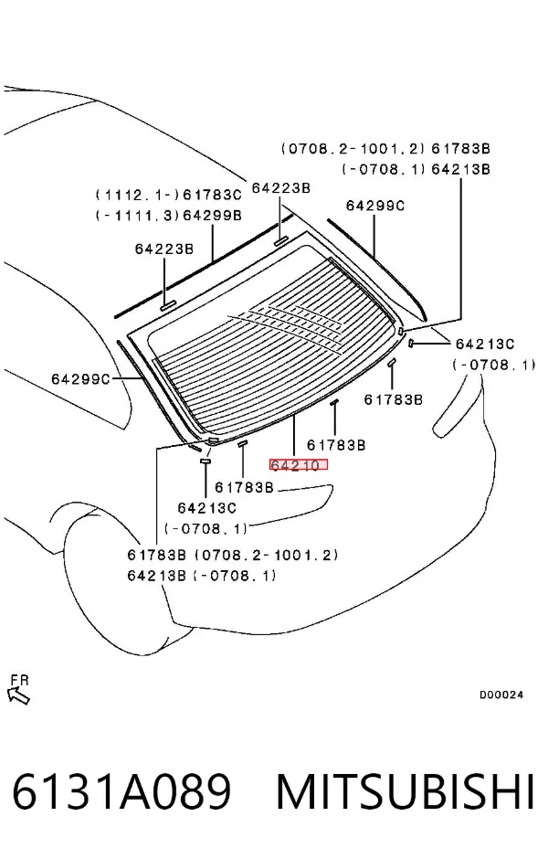 Szyba tylna 6131A089 Mitsubishi