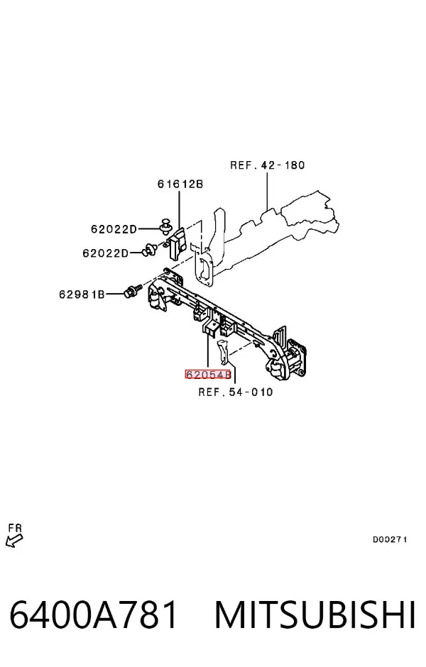Wzmocnienie zderzaka przedniego 6400A781 Mitsubishi