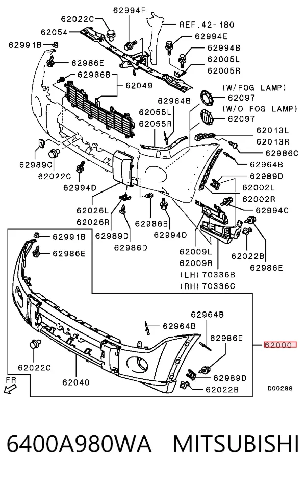 Zderzak przedni 6400A980WA Mitsubishi