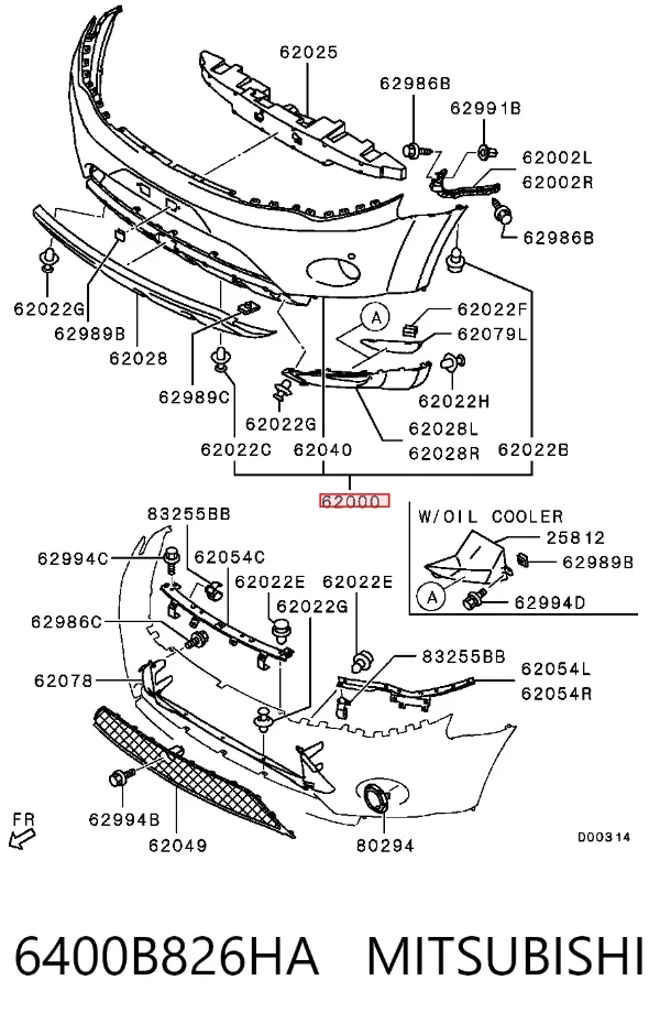 Zderzak przedni 6400B826HA Mitsubishi
