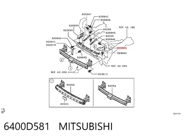 Wzmocnienie zderzaka przedniego 6400D581 Mitsubishi