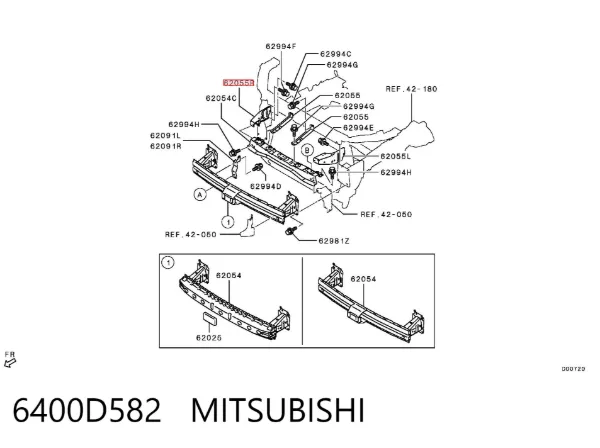 Wzmocnienie zderzaka przedniego 6400D582 Mitsubishi
