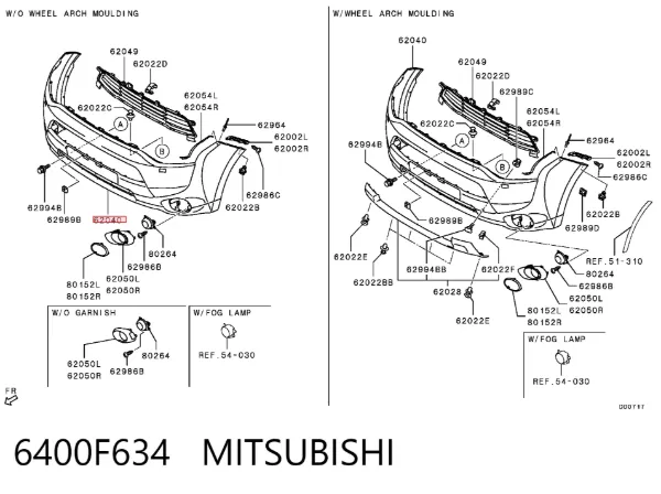 Zderzak przedni 6400F634 Mitsubishi