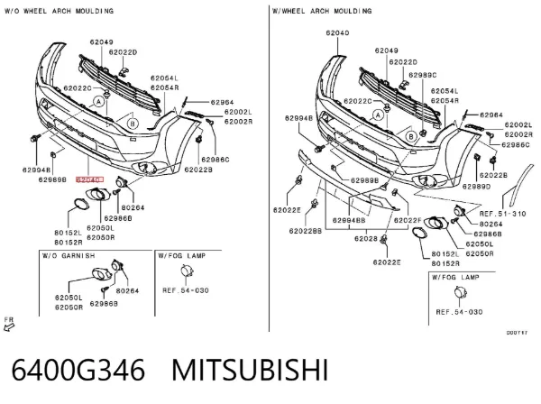 Zderzak przedni 6400G346 Mitsubishi