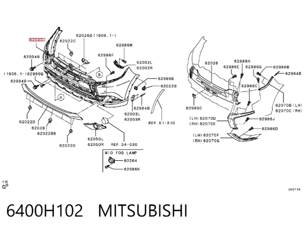 Zderzak przedni 6400H102 Mitsubishi