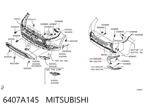 Listwa ochronna zderzaka przedniego lewa 6407A145 Mitsubishi