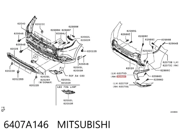 Listwa ochronna zderzaka przedniego prawa 6407A146 Mitsubishi