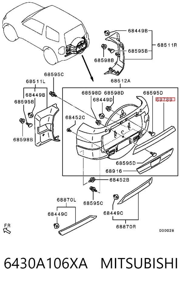 Obudowa lampki odświetlenia tablicy rejestracyjnej 6430A106XA Mitsubishi