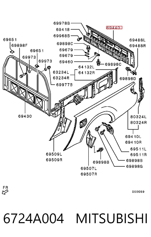 Pokrywa bagażnika 6724A004 Mitsubishi