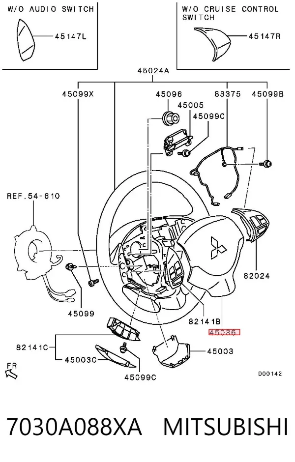 Poduszka powietrzna (Airbag) kierowcy 7030A088XA Mitsubishi