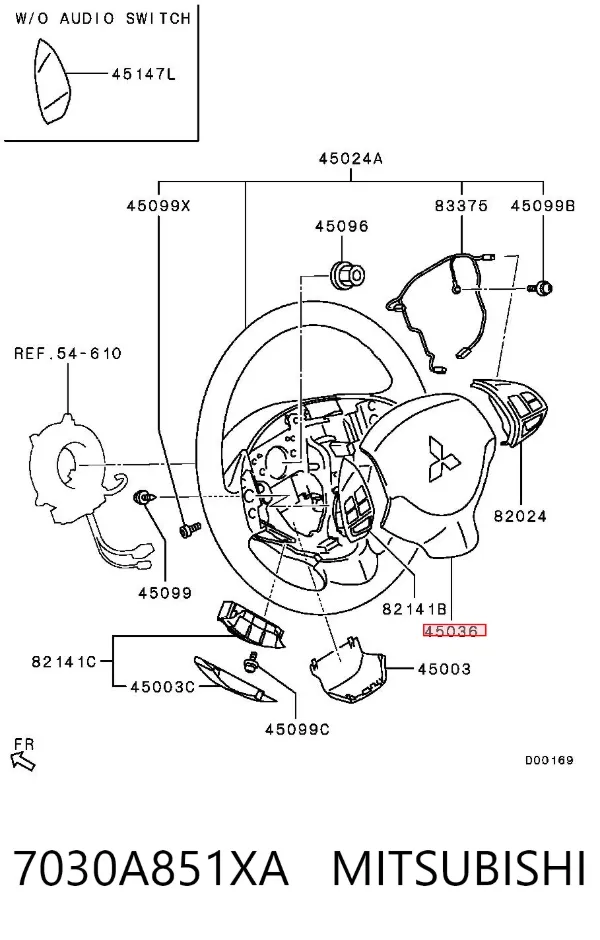 Poduszka powietrzna (Airbag) kierowcy 7030A851XA Mitsubishi