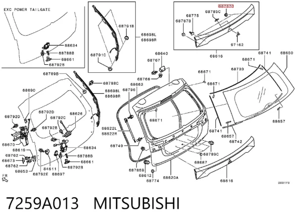 Spinka mocowania okładzin drzwi 7259A013 Mitsubishi