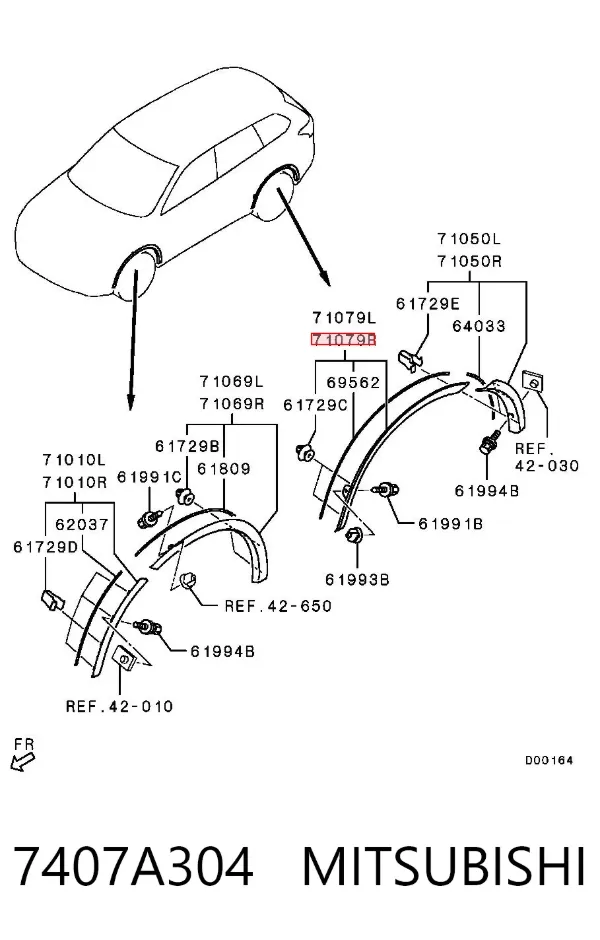 Poszerzenie (nakładka) reperaturki tylnego błotnika prawy 7407A304 Mitsubishi