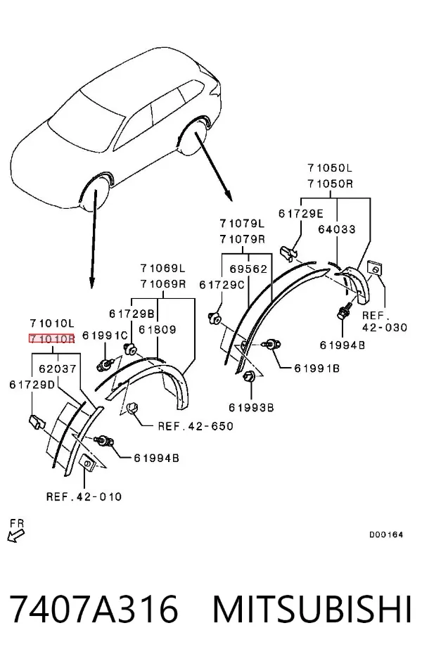 Reperaturka błotnika przedniego prawego 7407A316 Mitsubishi