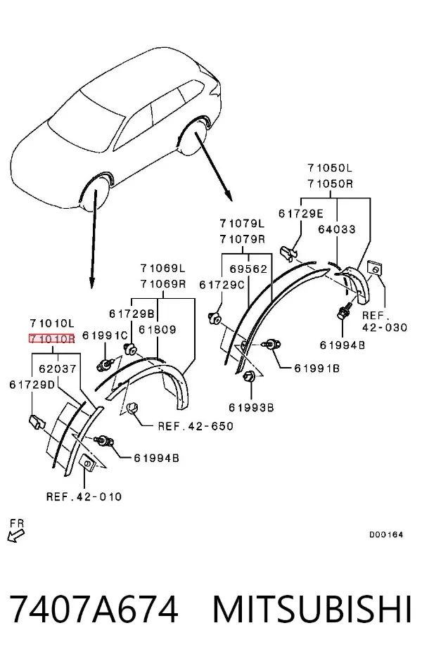 Reperaturka błotnika przedniego prawego 7407A674 Mitsubishi