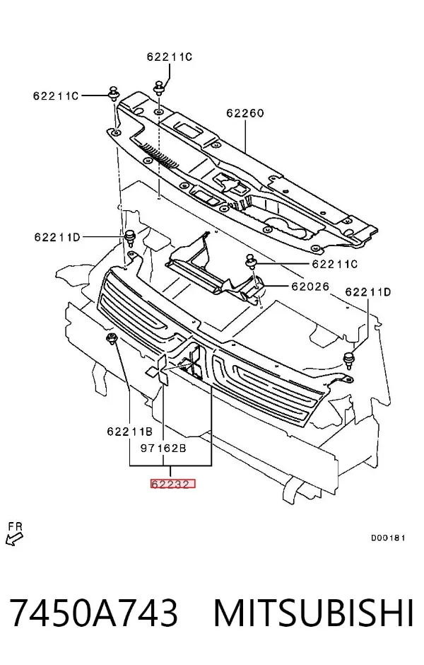 Atrapa chłodnicy 7450A743 Mitsubishi