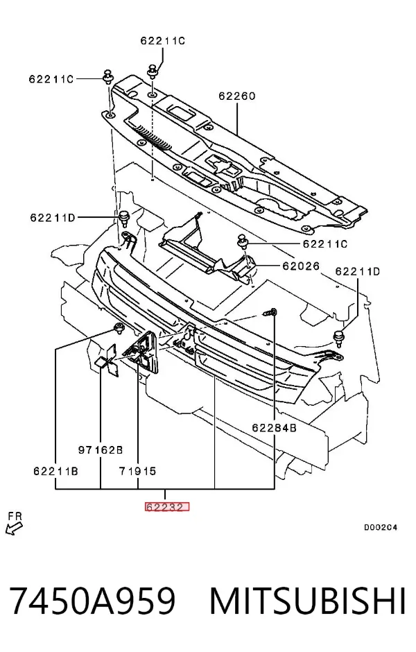 Atrapa chłodnicy 7450A959 Mitsubishi