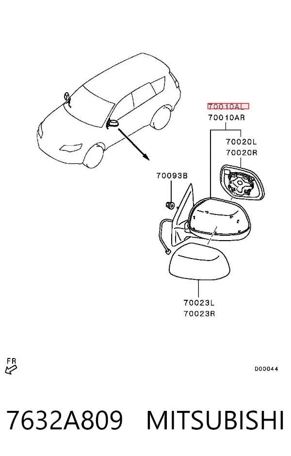 Lusterko wsteczne lewe 7632A809 Mitsubishi