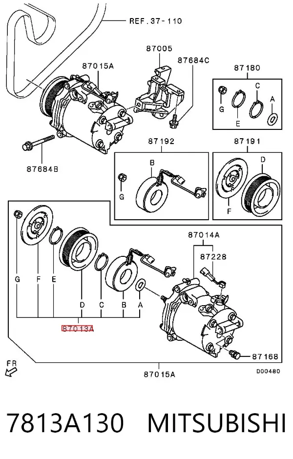 Sprzęgło sprężarki klimatyzacji 7813A130 Mitsubishi