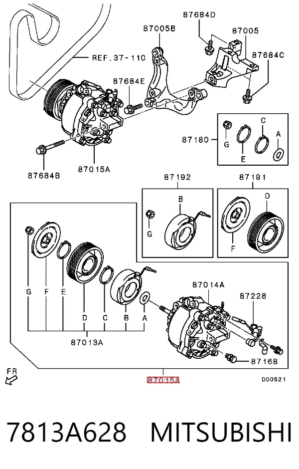 Sprężarka klimatyzacji 7813A628 Mitsubishi