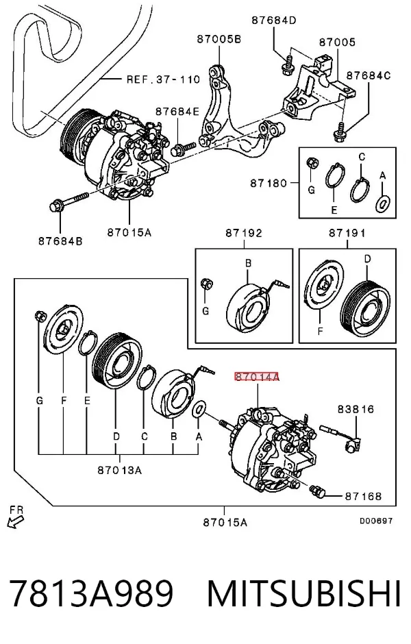 Sprężarka klimatyzacji 7813A989 Mitsubishi