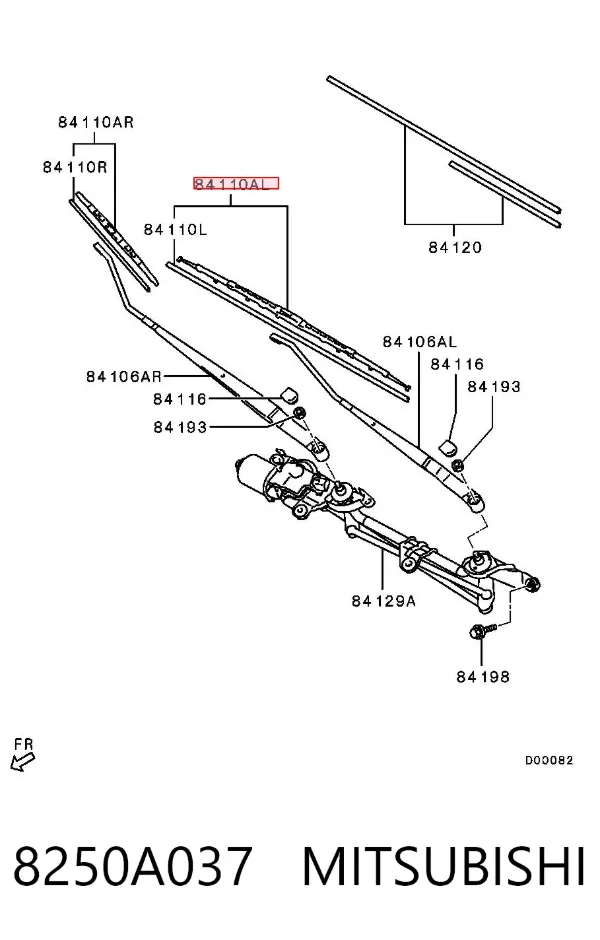 Pióro wycieraczki szyby przedniej kierowcy 8250A037 Mitsubishi