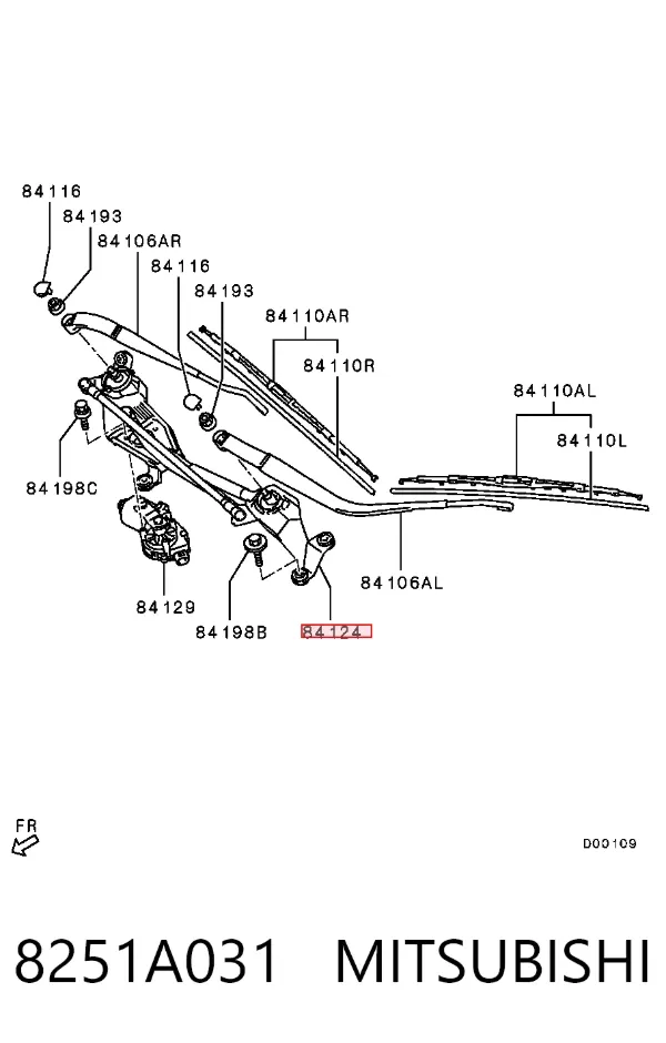 Mechanizm wycieraczek 8251A031 Mitsubishi