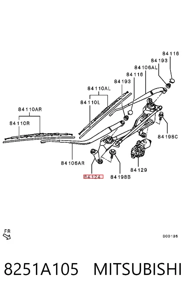 Mechanizm wycieraczek 8251A105 Mitsubishi