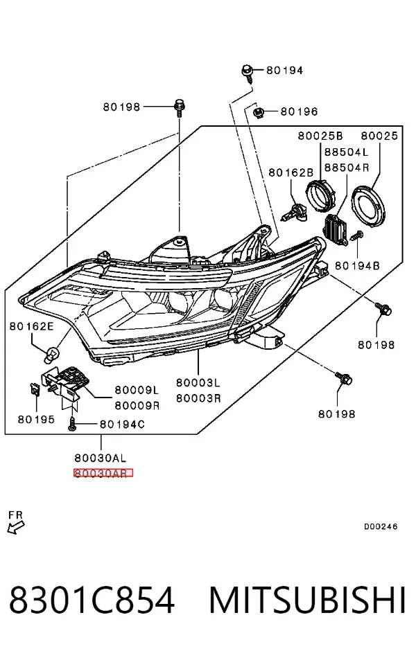 Reflektor prawy 8301C854 Mitsubishi