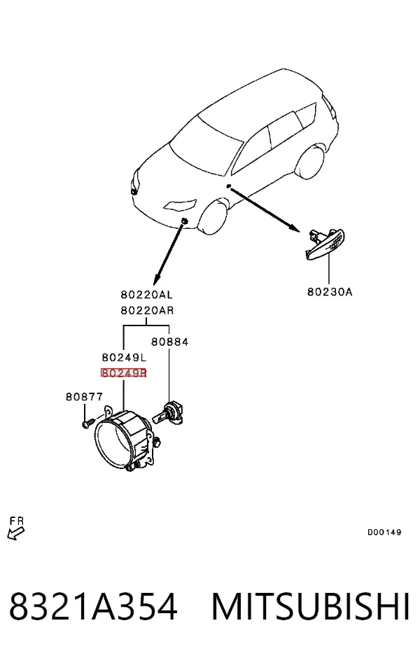 Lampa przeciwmgielna lewa/prawa 8321A354 Mitsubishi