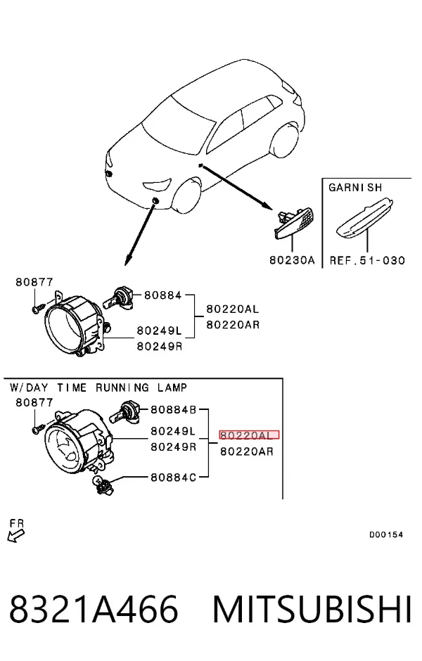 Lampa przeciwmgielna lewa/prawa 8321A466 Mitsubishi