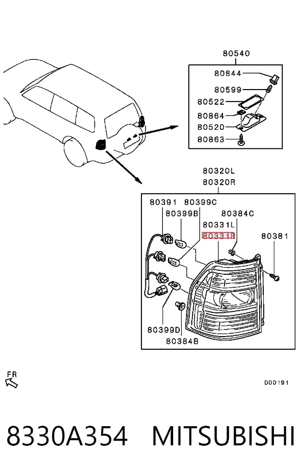 Lampa zespolona tylna prawa 8330A354 Mitsubishi