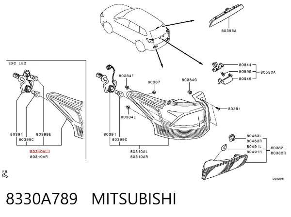 Lampa zespolona tylna lewa 8330A789 Mitsubishi