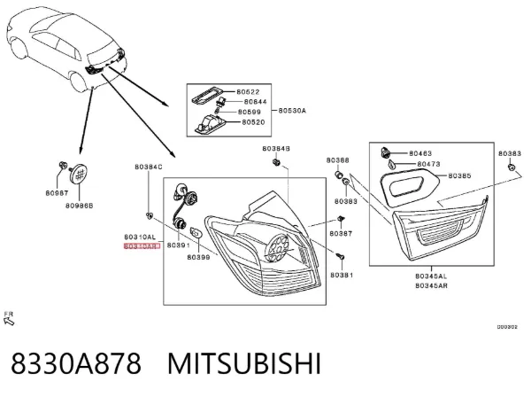 Lampa zespolona tylna prawa 8330A878 Mitsubishi