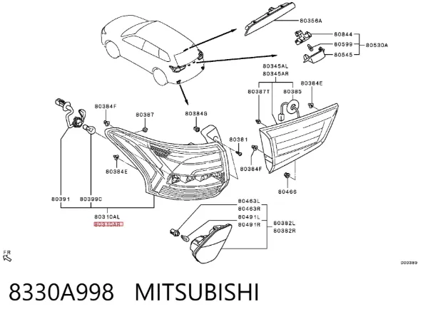 Lampa zespolona tylna prawa zewnętrzna 8330A998 Mitsubishi