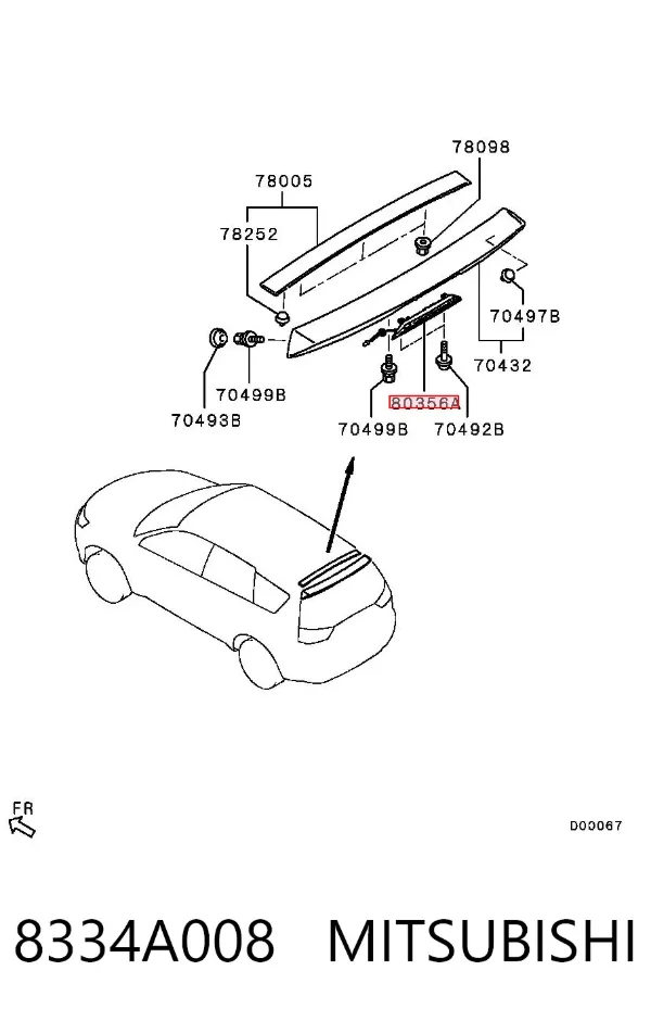 Lampa stop tylna dodatkowa 8334A008 Mitsubishi