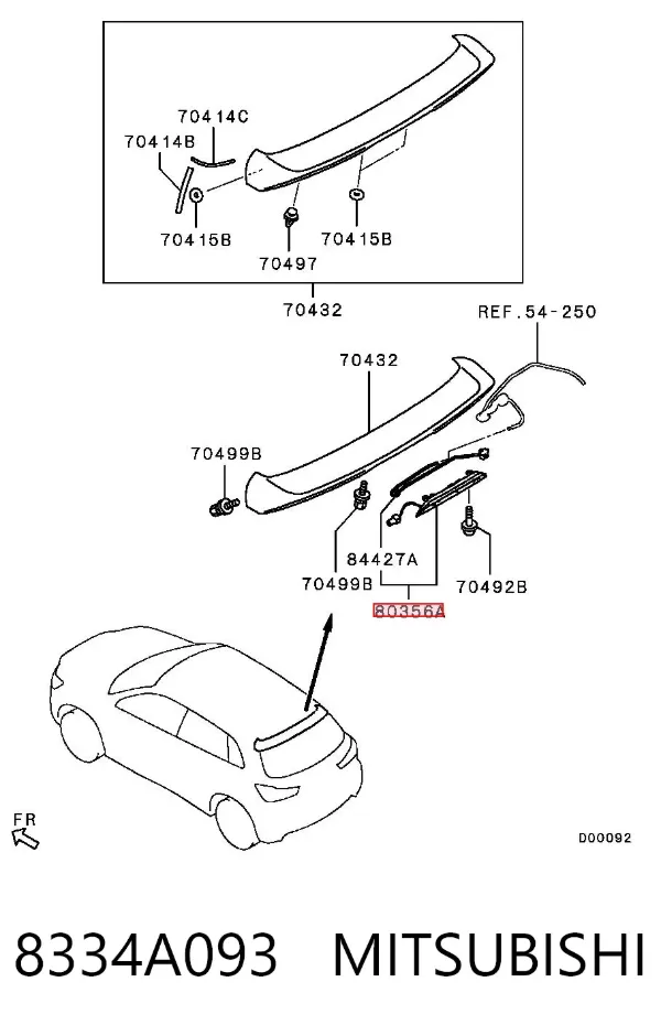 Lampa stop tylna dodatkowa 8334A093 Mitsubishi