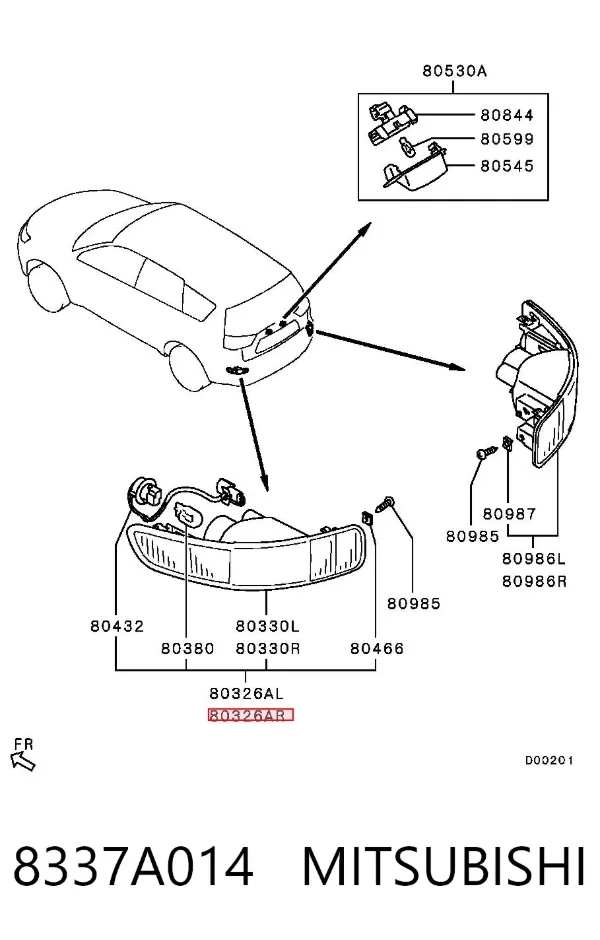 Lampa odblaskowa zderzaka tylnego prawa 8337A014 Mitsubishi