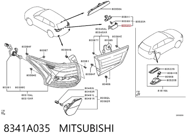 Lampa oświetlenia tylnej tablicy rejestracyjnej 8341A035 Mitsubishi