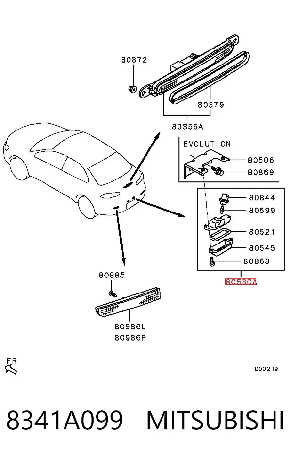 Lampa oświetlenia tylnej tablicy rejestracyjnej Mitsubishi Outlander I